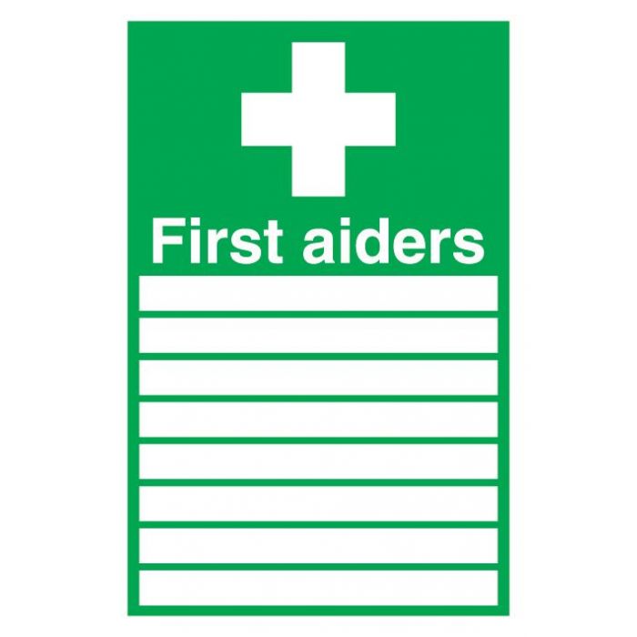 First Aiders (with spaces) and symbol 300x200 Rigid