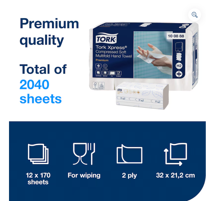 Tork Xpress Compressed Soft Multifold Hand Towels 12x170sh