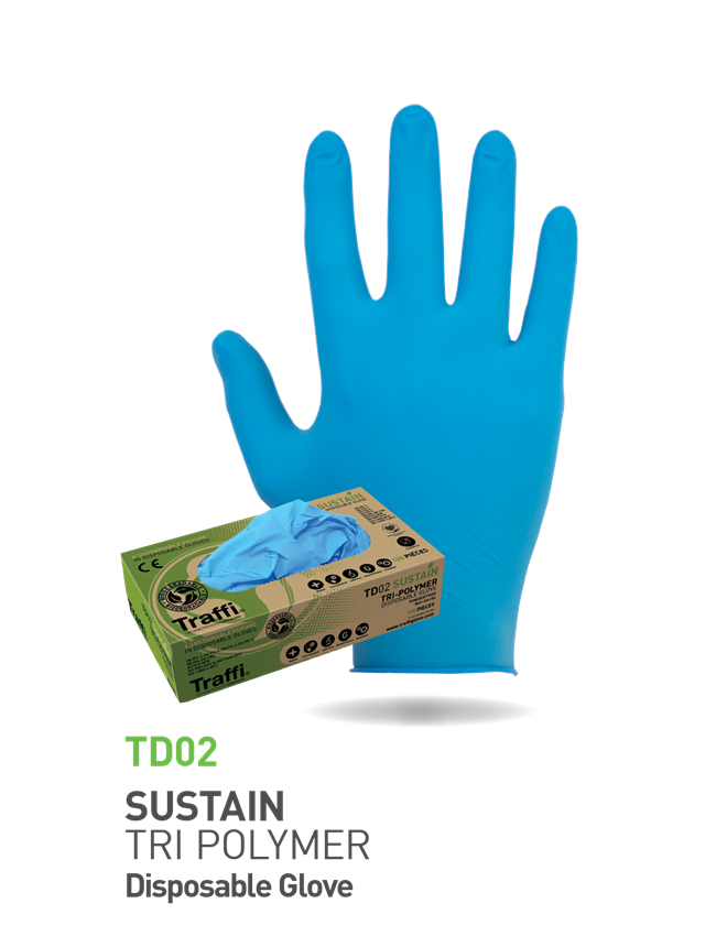 Sustainable Disposable Gloves x100, Blue, Biodegradable L